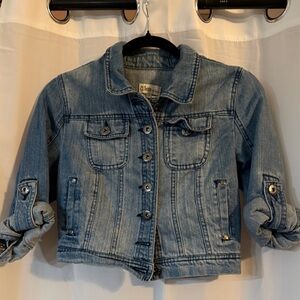 Y2K Cropped Denim Jacket Fitted Jean Jacket Early 2000s